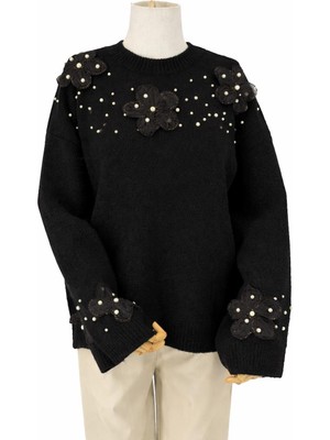 JOOQSTORE Çiçek Desenli Triko Kazak