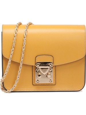 Tergan Sarı Deri Kadın Çapraz Askılı Çanta - S25K1BC78972-H5G