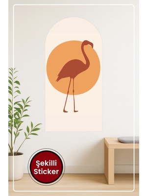 KOSS Dijital Oval Şekilli Minimal Leylek Silüeti Dekoratif Duvar Sticker Ev Ofis Salon Hol Için Süs