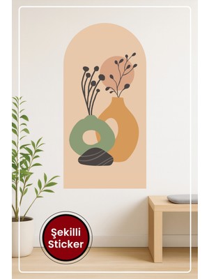 KOSS Dijital Oval Şekilli Modern Minimal Bohem Tarzı Desenli Dekoratif Duvar Sticker Ev Ofis Salon Hol