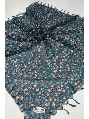 Firuze Star Desenli Sökme Boncuklu Tülbent 06115-01