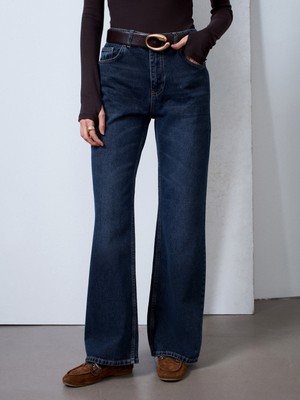 Dilvin 72123 %100 Pamuk Wide Leg Jean-Lacivert