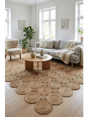 Natura El Dokuma Jüt Bohem Tarz Otantik Salon Oturma Odası Koridor Yatak Odası Natural Halı 00011A