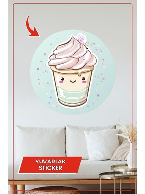 KOSS Dijital Sevimli Tatlı Yuvarlak Sticker Pastel Renkli Şirin Tasarım Dekoratif Duvar Süsü Ev Ofis Çocuk Odası
