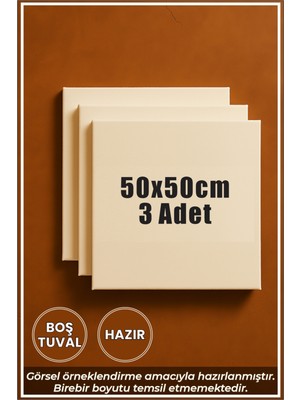 KOSS Dijital 50X50CM 3 Adet Boş Tuval Kanvas Resim Tuvali, Sanat Hobi Boyama Için Hazır Tuval