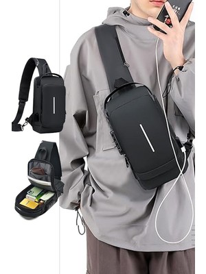 Gampus Zarif Powerbank Özellikli Şifreli Göğüs Çantası Yeni Nesil Seyahat Için Omuz Çantası