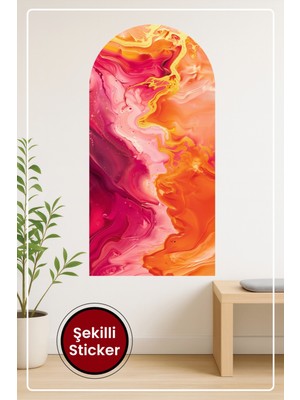 KOSS Dijital Oval Şekilli Soyut Renkli Sticker Akışkan Sanat Temalı Dekoratif Duvar Sticker