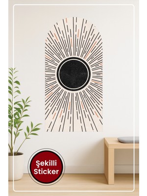 KOSS Dijital Oval Şekilli Bohem Renkler ve Çizgiler Desenli Dekoratif Duvar Sticker Ev Ofis Salon Hol