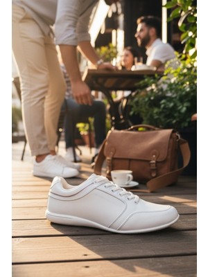 Enoch Erkek Sade Tasarım Dikiş Detaylı Düz Tabanlı Günlük Spor Ayakkabı Sneaker