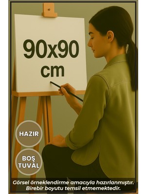 KOSS Dijital 90X90CM 1 Adet Kare Boş Tuval Kanvas Resim Tuvali, Sanat Hobi Boyama Için Hazır Tuval