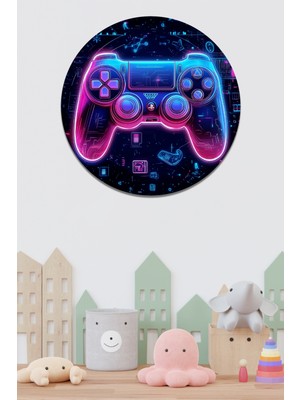 KOSS Dijital Renkli Oyun Konsolu Yuvarlak Sticker, Yuvarlak Şekilli Sticker, Çocuk Genç Odası Duvar Dekoru