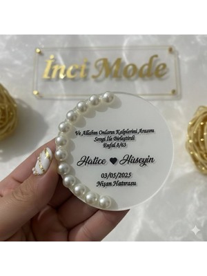 İnci Mode 10 Adet Oval  Incili Magnet Kişiye Özel Dügün,nişan,kına,6 Ay Kınası,söz Hediyesi Özel Gün Isimli Dağıtmalık