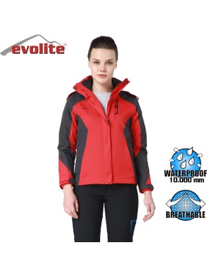 Evolite Diva Kadın 3in1 Gri/Kırmızı Mont