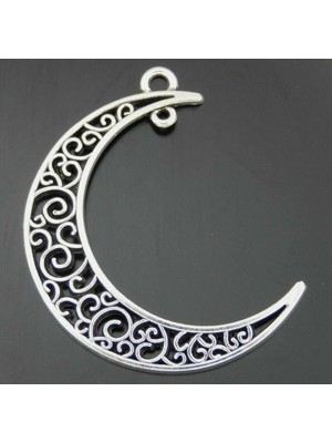 AGM Hilal Şeklinde Telkari Işlemeli Bağlantı Parçalı 41X30MM Kolye Ucu 5 Li  Paket  ,kolye Ucu , Telkari Kolye Ucu , Ay Kolye Ucu