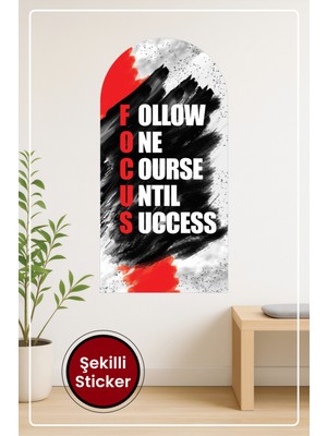 KOSS Dijital Oval Şekilli Focus Yazılı Motivasyonel Dekoratif Duvar Sticker Ev Ofis Salon Hol Için Süs
