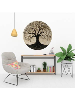 KOSS Dijital Hayat Ağacı Renkli Yuvarlak Sticker, Yuvarlak Sticker, Doğa Yapraklar ve Çiçekler Duvar Dekoru