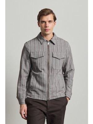 Danger Erkek Premium Keten Gömlek Ceket Kahverengi