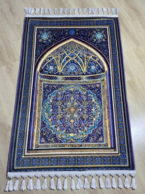 Dokuma Taban Örgü Püsküleri ve Ipek Kadar Yumuşak Yüzeyiyle  Bambu Seccade 80X125 cm Namazlık