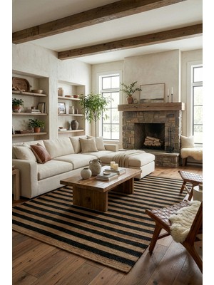 Natura El Dokuma Jüt Bohem Tarz Otantik Salon Oturma Odası Koridor Yatak Odası Natural Halı 00021A