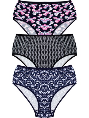 Öts Kadın Külot 3'lü Paket, Bato, Yüksek Bel Külot, High Cut (%96 Pamuk - %4 Elastan)