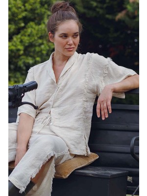 Jojomia April Kısa Kollu Kadın Gömlek Püsküllü