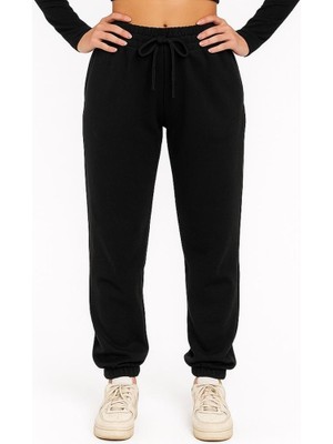 Axxel Kadın Siyah Krep Kumaş Eşofman ALTI-P2153