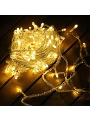 Magicool Yılbaşı Aydınlatması 100 LED Perde Hortum Sıcak Beyaz Işık - 10 Metre Dekoratif Şeffaf Kablolu Süs