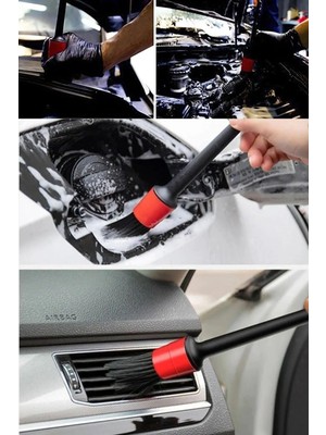 Gampus Oto Araç Detaylı Temizlik Fırça Seti 5'li Oto Araba Yıkama Klima Temizleme Fırça Takımı