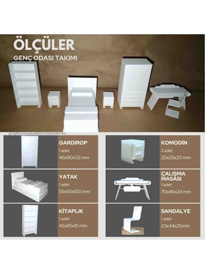 Home 1/20 Ölçek Maket Diorama Mimari Iç Mimari Genç Odası Mobilya Seti