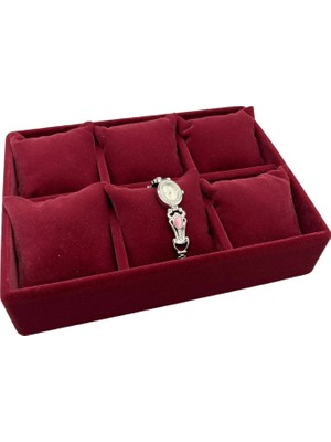 Megass Dekor Dobric Model Süet Kaplama Bordo Renk 24/18 cm Yastıklı Çekmece Ici Takı Düzenleyicisi