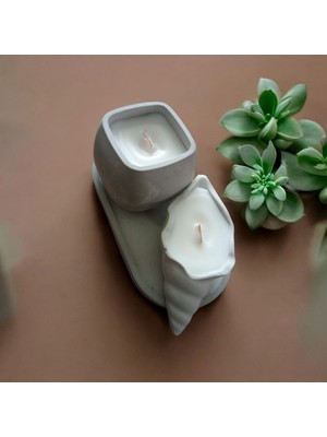 Celestia Gri Dekoratif Vanilya Kokulu Mum Set