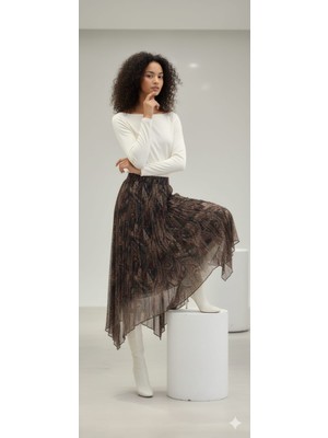 Salome Butik Batik Desenli I Beli Lastikli Şifon Etek