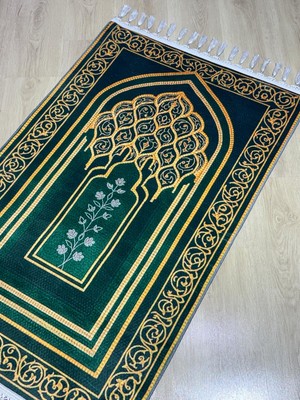 Dokuma Taban Örgü Püsküleri ve Ipek Kadar Yumuşak Yüzeyiyle Bambu Seccade Namazlık 80X125 cm Ramazan Umre Hac Hediyesi