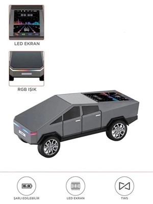 Magicool D68 Cyber Model Araba Tasarımlı Bluetooth Hoparlör 15W Güçlü Ses Rgb LED /tws/usb Gri