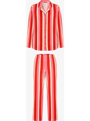 Penti Çok Renkli Red Line Gömlek Termal Etkili Pantolon Pijama Takımı