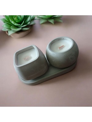 Celestia Gri Dekoratif Vanilya Kokulu Mum Set