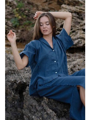 Jojomia April Kısa Kollu Kadın Gömlek Püsküllü