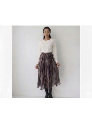 Salome Butik Batik Desenli I Beli Lastikli Şifon Etek