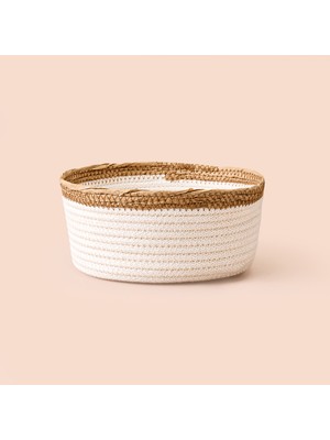 Simple Living Boho Style Sepet - Beyaz / Bej - 18X8 cm