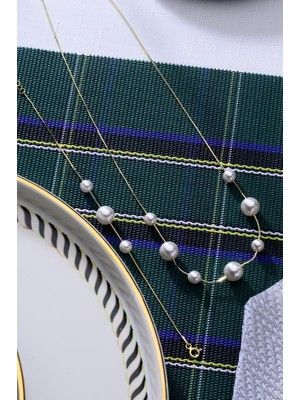 925 Ayar Gümüş Büyük Küçük Incili Altın Kaplama Set