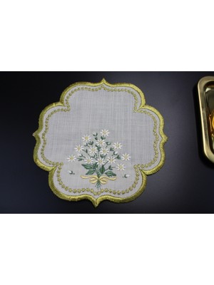 Nakışkonsept Papatya Desenli Puanlı Kokteyl Peçete 6lı