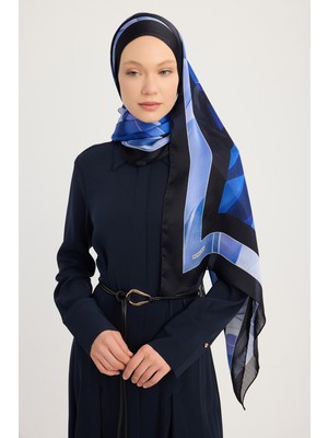 Schaless Göksel Gelgit - Lacivert - Aurora Desenli Janjan Şal - 70X190 cm