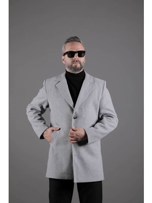 Ohepmoda Düğmeli Düz Erkek Kaşe Kaban