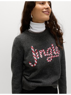Marks & Spencer Işlemeli Yuvarlak Yaka Kazak