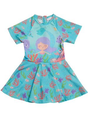Neopy Uv Korumalı Kısa Kollu Şortlu Elbise Mayo Kız Çocuk Yüzücü Mayo 5229 Mint