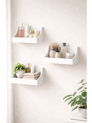 Cnl Modern Tasarım Duvara Monte Raf - Çok Amaçlı Minimal & Şık 3’lü Beyaz Duvar Rafı