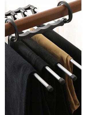 Gampus Katlanabilir Hareketli 5li Pantolon Eşarp Şal Askısı Dolap Içi Sistemi Çoklu Askılık, Dekoratif