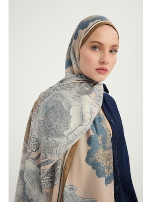 Schaless Mercan Bahçesi - Bej - Efilia Desenli Şal - 70X190 cm