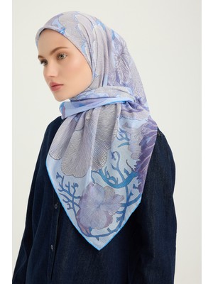 Schaless Mercan Bahçesi - Lila - Efilia Desenli Eşarp - 90X90 cm
