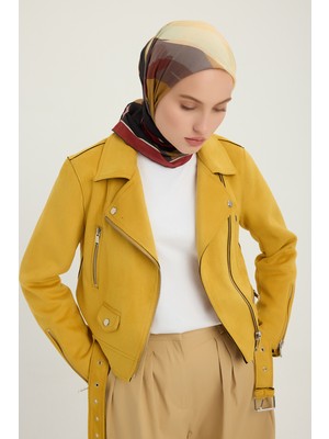 Schaless Renklerin Lalesi - Kahverengi - Efilia Desenli Eşarp - 90X90 cm